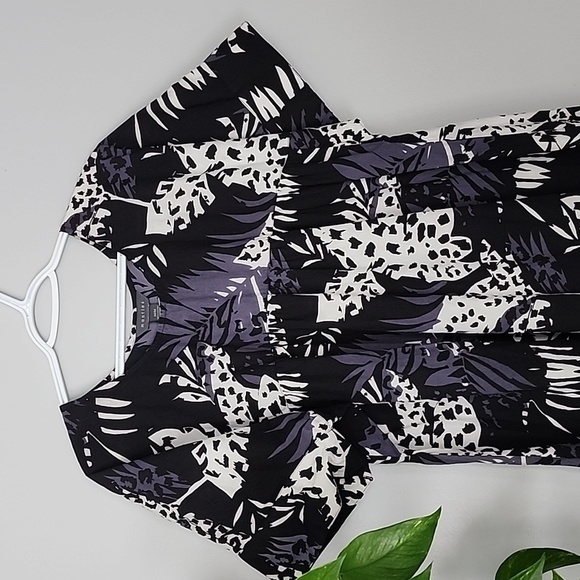 Mantles palm leaf dress medium white black grey purple - Picture 2 of 4